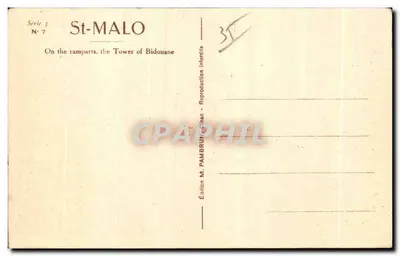 Saint-Malo - Sobre os Muros, a Torre de Bidouane — Edição M. Pambrun, série N°7 — Verso