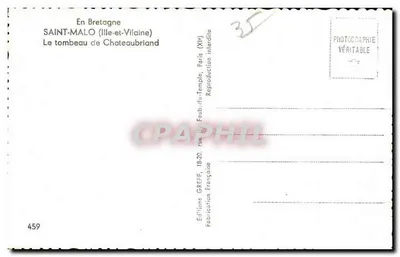 Grób Chateaubrianda — Saint-Malo (Ille-et-Vilaine) — Wydawnictwo Greff — Rewers