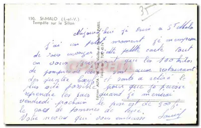 St-Malo (I.-et-V.) — Tempestade sobre o Sillon — Edição ALFA, Paris, n°150 — Verso