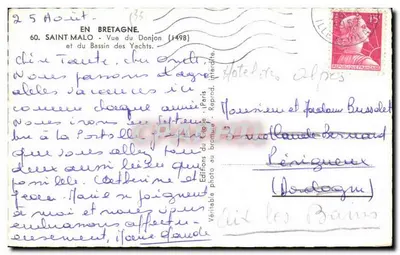 Saint-Malo — Uitzicht op de Donjon en het Yachtmeren — Éditions du Globe, n°60 — Achterkant