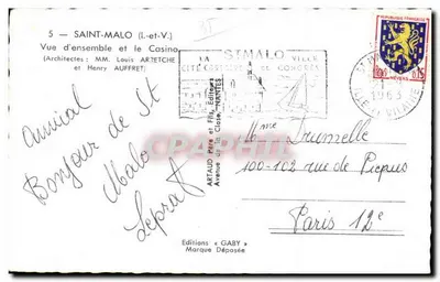 Saint-Malo — Vista geral e o Casino — Edições Gaby — Verso