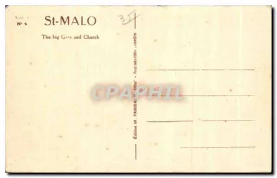 Saint-Malo - A Grande Porta e a Catedral — Edição M. Pambrun, n°4 — Verso