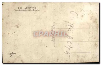 Le Havre — Place Gambetta e os Bossins — Edição Anatole France — Verso