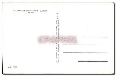 Bagnoles-de-l'Orne — La Chiesa — Edizioni d'arte YVCN, Parigi — Verso