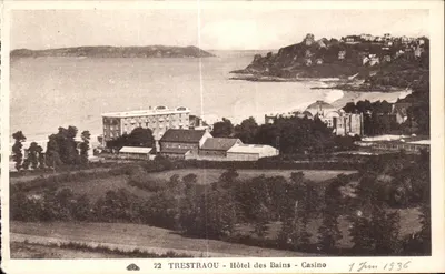 Bilhete postal antigo Hotel Trestraou dos Banhos Casino