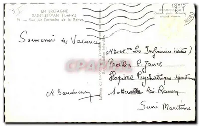 Saint-Servan — Widok na ujście rzeki Rance — Wydawnictwo Glob, Paryż — Rewers