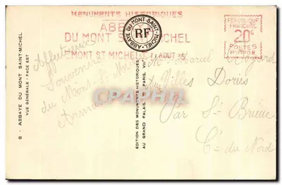 Abdij van Mont-Saint-Michel — Algemene uitzicht — oostzijde — Uitgave van de Historische Monumenten, Parijs, n°8 — Achterkant