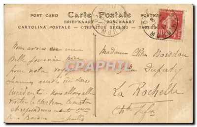 Zamek JOSSELIN — Front na rzekę Oust — wydawca H. Mallet — Rewers