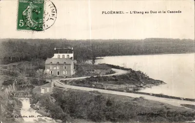 Ploërmel — O Lago do Duque e a Cachoeira — H. Calindre, editor, Ploërmel