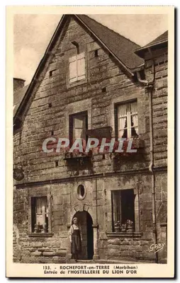 Rochefort-en-Terre (Morbihan) — Entrada da Hostellerie do Leão de Ouro — G. Artaud, editor, Nantes