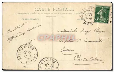Auray - Vista general de Saint-Goustan — editor H. Lemoine, Port-Louis, n° 2432 — Reverso