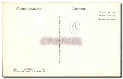 Fontanna Świętej Kornelii — Carnac — Wydawca Lévy i Neutrelein, Paryż — Rewers