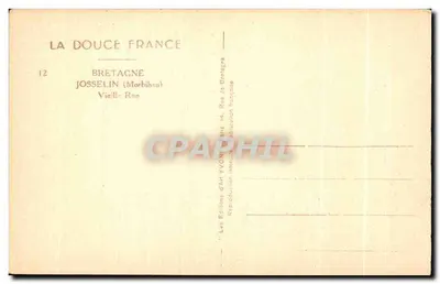 Josselin (Morbihan) — Velha Rua — Edições d'Art Yvon, n°12 — Verso