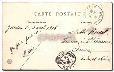 Josselin — Binnenkant van de Kerk — De Heilige Maagd — J. Sorel, uitgever, n°155 — Achterkant