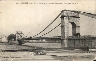 Lorient - Le Pont de Kérentrech (Longueur de la partie suspendue, 180 m.) — Collection H. Laurent, Port-Louis