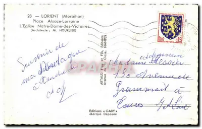 Lorient — Plac Alsace-Lorraine — Katedra Najświętszej Panny Maryi Zwyciężczyni — Wydawnictwo Gaby — Rewers