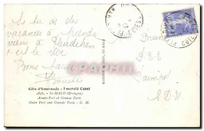 Porto de Saint-Malo — Avant-Port e Grande Porte — Edição G. Merlin — Verso