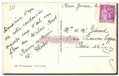 Ploumanach - Os rochedos — editor A. P. Strasbourg, n°99 — Verso
