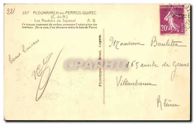 Los Rochers du Squevel — PLOUMANACH-en-PERROS-GUIREC (C.-du-N.) — Fototipo Brueil — Reverso