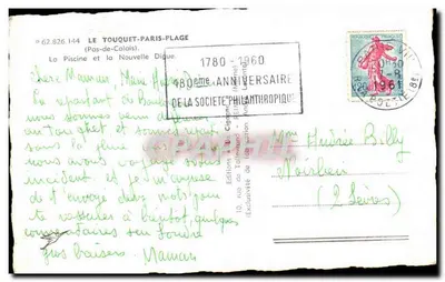 A Piscina e a Nova Digue — Le Touquet-Paris-Plage — Edições 'La Cigogne' — Verso