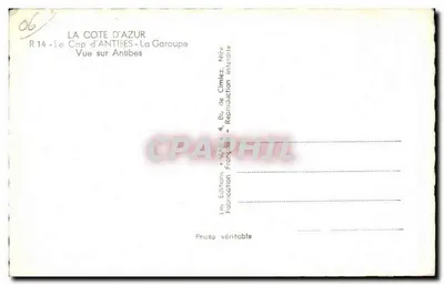 Visão de Antibes — O Cabo de Antibes — La Garoupe — Edições Francesas — Verso