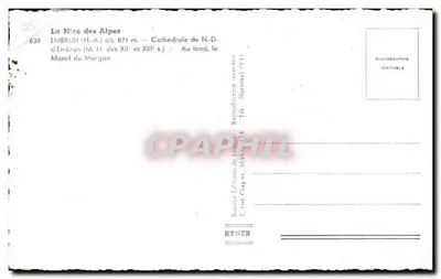Embrun — Catedral de Nuestra Señora — Massif del Morgon en primer plano — Société Édition de France, n° 639 — Reverso