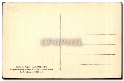 Stara pocztówka Routes des Alpes Le Lautaret Na pierwszym planie — Rewers