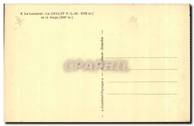 Le Lautaret - Chalet P.-L.-M. (2108 m.) i Meije (3987 m.) — A. Dauphint-Paysages - Grenoble — Rewers