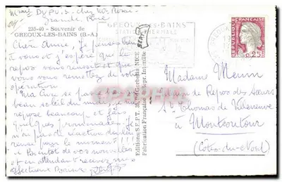 Gréoux-les-Bains — widok panoramiczny, zamek i rzeka — Wydawnictwo Gréoux-les-Bains — Rewers