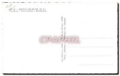 Greoux-les-Bains — Recuerdo de — Ediciones MAR, Niza — Reverso