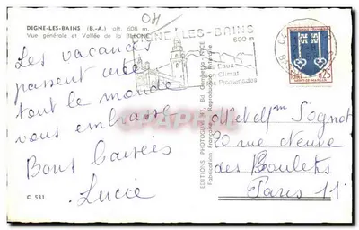 Digne-les-Bains — Ogólny widok i Dolina Bléone — Wydawnictwo Gambetta — Rewers