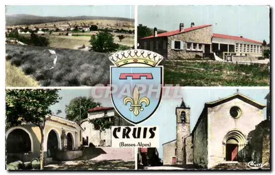 Cruis (Basses-Alpes) — vue panoramique, lavande, église et édifice public — éditeur CIM