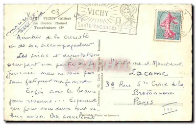 Vichy — La Sorgente Chomel — Editore Elce — Verso