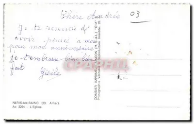 Igreja de Néris-les-Bains — vista da praça com cruz do cemitério — editor CIM — Verso