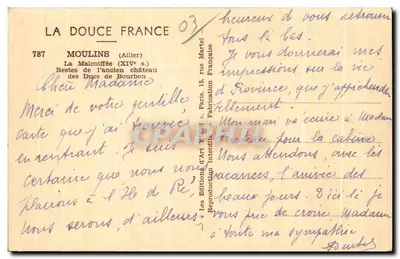 La Malcoiffée (Allier) — Pozostałości starego zamku Duków Bourbon — Éditions d'Art Yvon, Paryż — Rewers