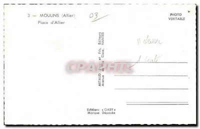Place d'Allier — Moulin (Allier) — Edições Gaby — Verso