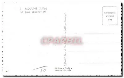 Moulins (Allier) — A Torre Jacquemart — Edições Gaby — Verso