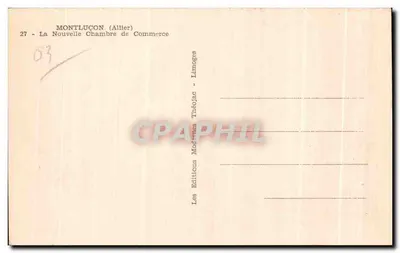 Montluçon (Allier) — A Nova Câmara de Comércio — Éditions Théolac — Verso