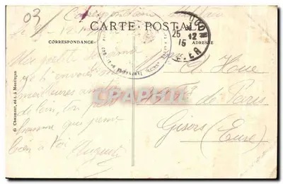 Stara pocztówka Okolice Montlucon Zamek Passet — Rewers