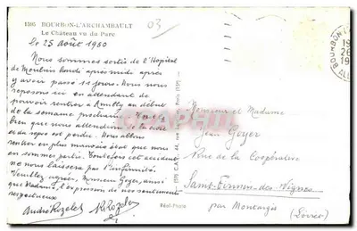 Bourbon-l'Archambault — Widok na zamek z parku — C&P — Rewers