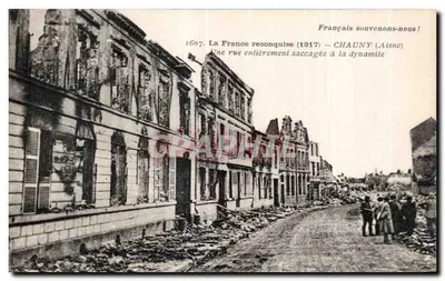 Chauny (Aisne) — Rue completamente destruída com dinamite — Fototipia Baudinière