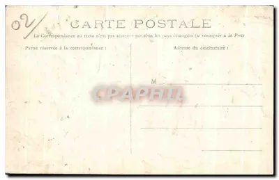 Bilhete postal antigo Castelo de Marchais Aisne A Ponte do Parque — Verso