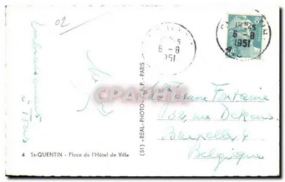 St-Quentin - Praça do Hotel de Ville — editor C.A.P. n°4 — Verso