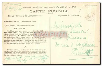 Saint-Quentin (po wojnie) — Bazylika — Wydawca: Saint-Quentin — Rewers