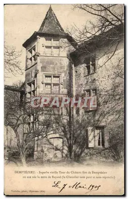 Bilhete postal antigo Demptezieu Superbe velha torre do castelo forte