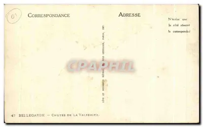 Bellegarde — Cascate della Valserine — Editore Lévy et Neurbin, n°47 — Verso