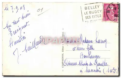 Okręgi BELLEY — Le Furens w Pugieu — Compagnon, wydawca w Belley (Ain) — Rewers