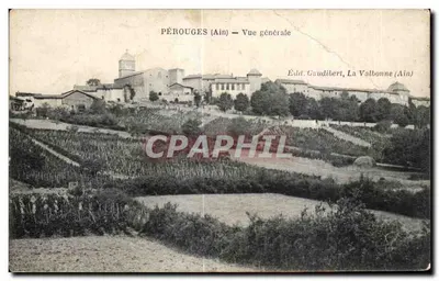 Bilhete postal antigo Perouges Ain Vista Geral