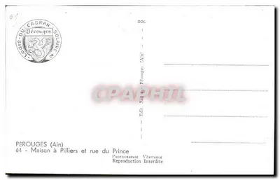 Pérouges (Ain) — Dom z pilastrami i ulica Princesa — Wyd. Saget — Rewers