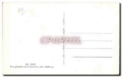 Visão geral e a Faucille — Gex (Alt. 1823 m) — C.A.P. « REAL-PHOTO » PARIS — Verso